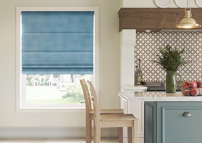 Florence Faux Suede, Cloud Blue - Motorised Roman Blind - Image 3